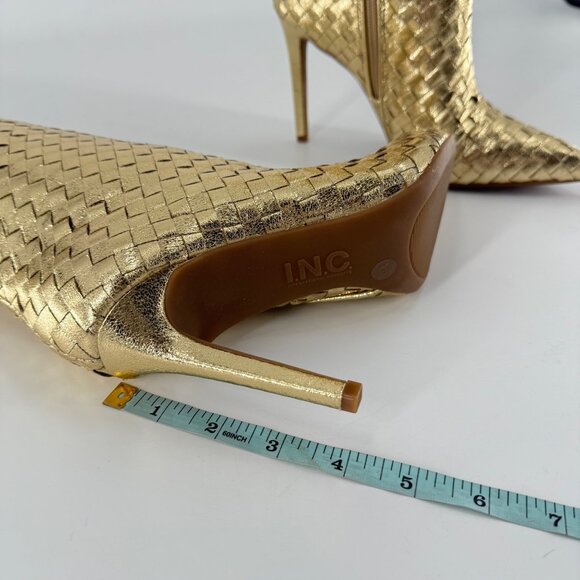 INC Gold Woven Metallic Knee-High Stiletto Boots Womens SIZE 7 - Picture 5 of 8